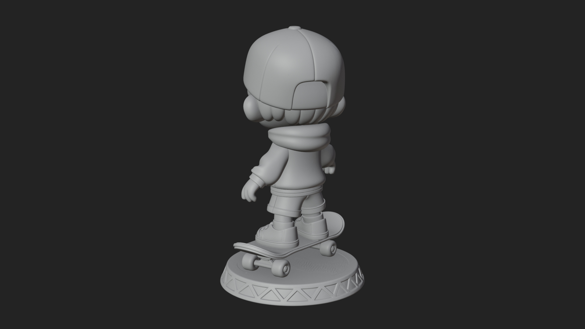 Chibi Skateboard Boy Statue Design 4 3D Print Model 3D Model