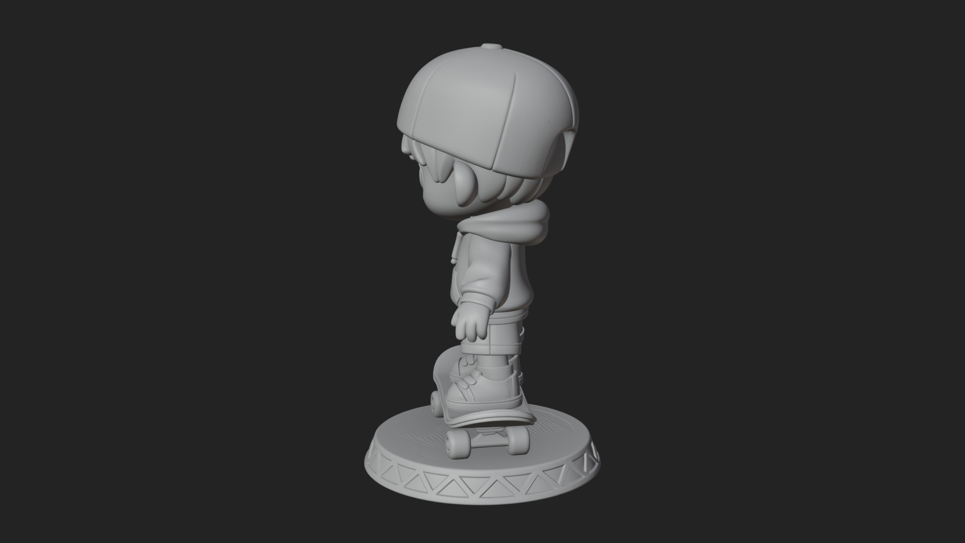 Chibi Skateboard Boy Statue Design 4 3D Print Model 3D Model