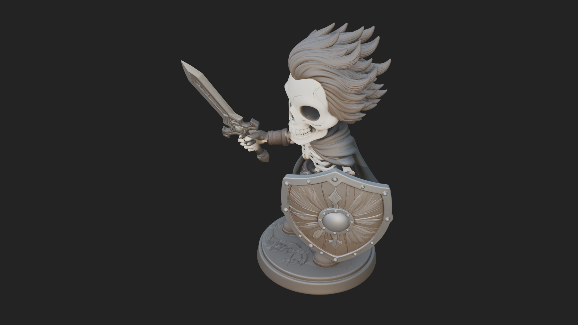 Chibi Skeleton Warrior Statue Design 1 3D Print Model 3D Model