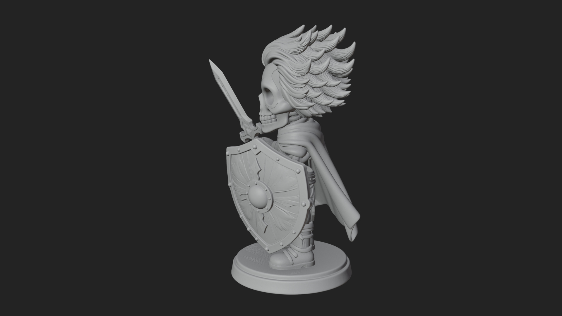 Chibi Skeleton Warrior Statue Design 1 3D Print Model 3D Model