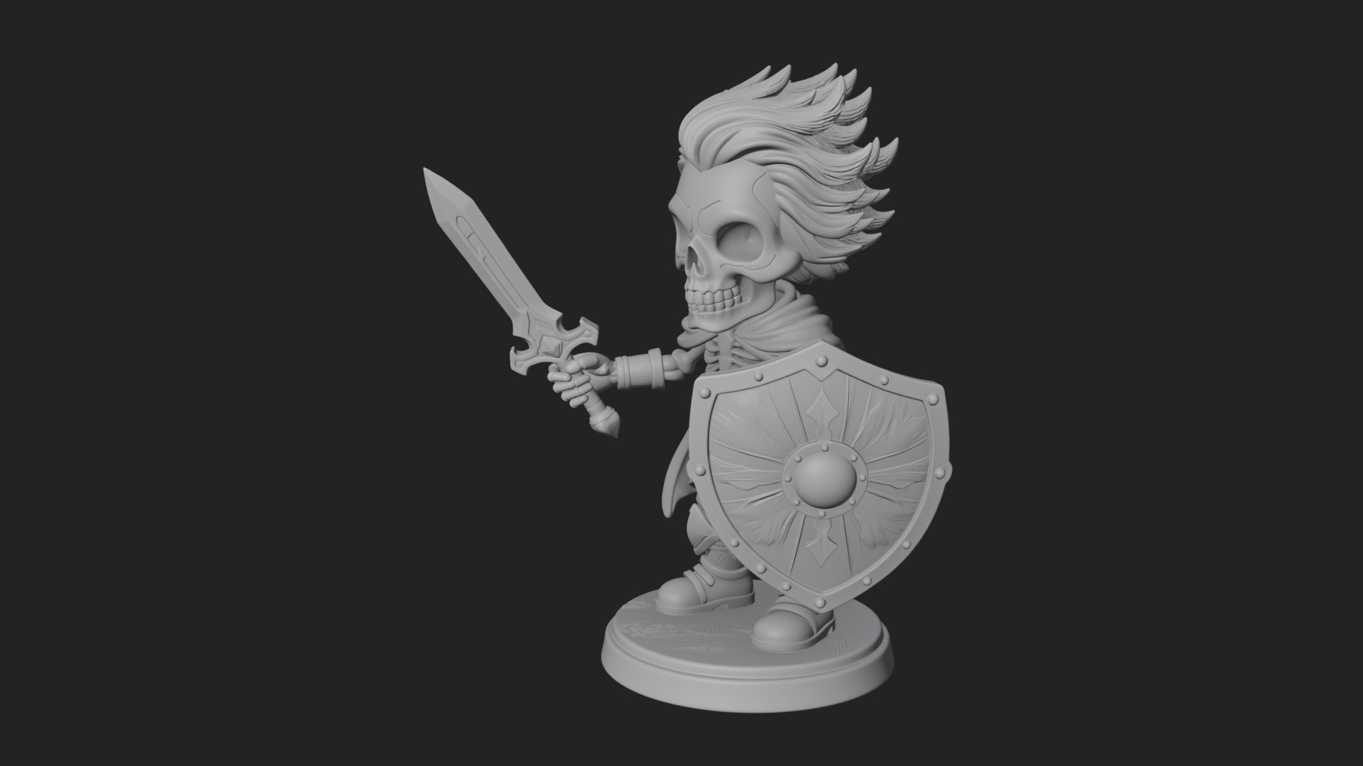 Chibi Skeleton Warrior Statue Design 1 3D Print Model 3D Model