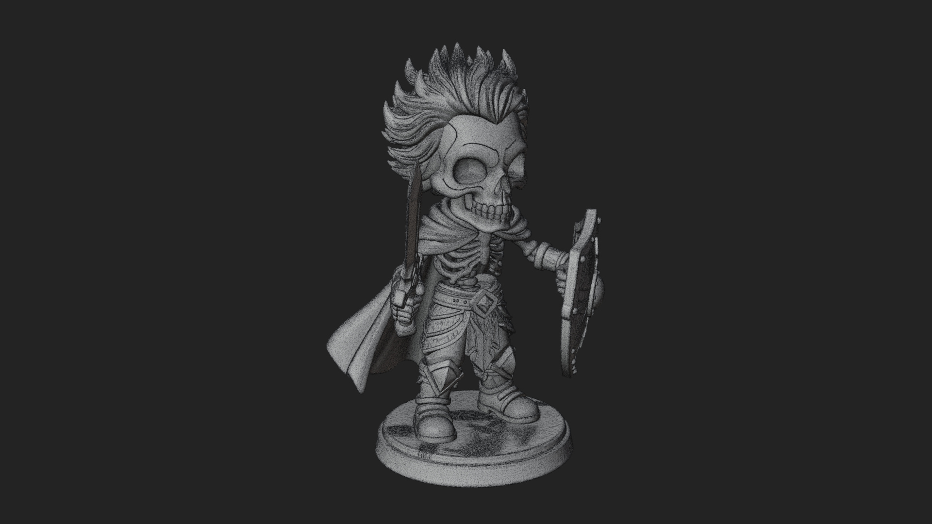 Chibi Skeleton Warrior Statue Design 1 3D Print Model 3D Model