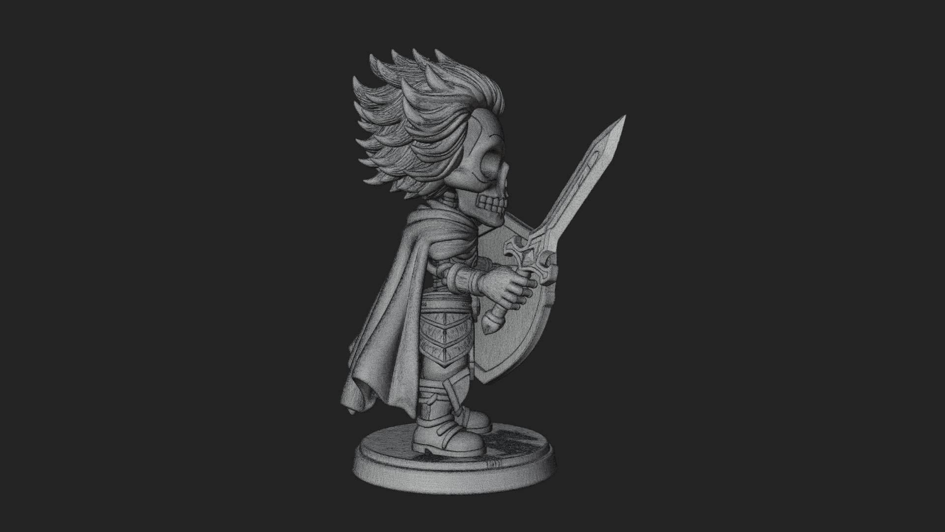 Chibi Skeleton Warrior Statue Design 1 3D Print Model 3D Model