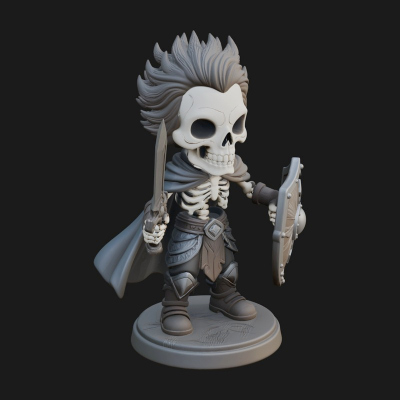 Chibi Skeleton Warrior Statue Design 1 3D Print Model