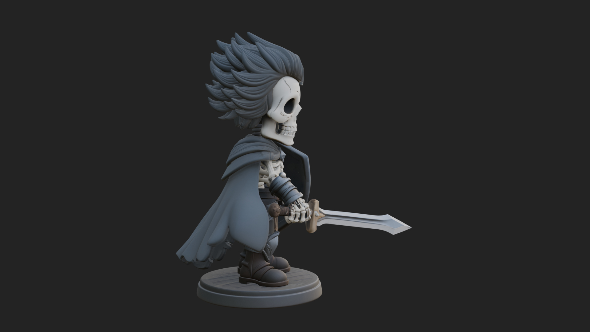 Chibi Skeleton Warrior Statue Design 2 3D Print Model 3D Model