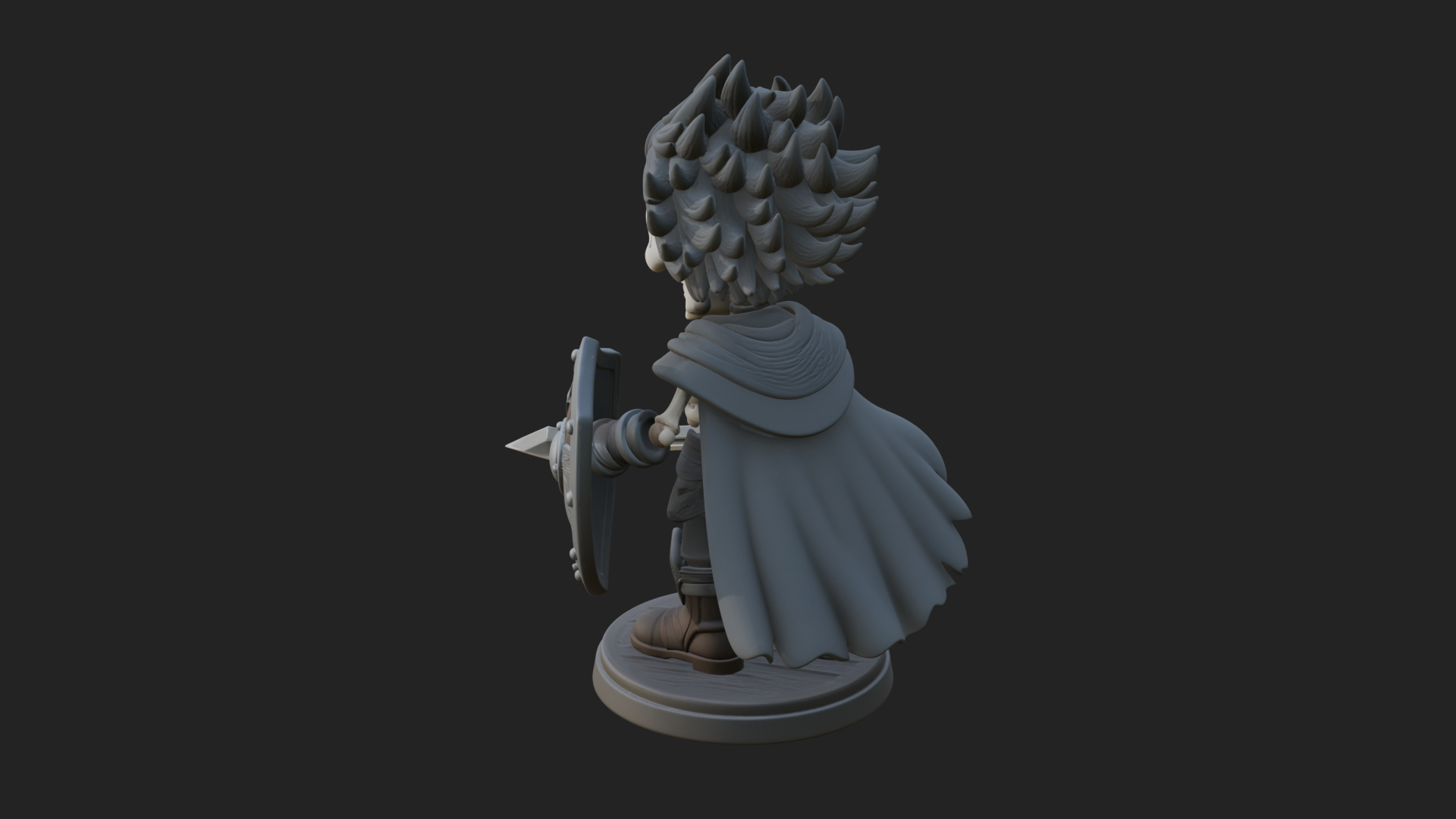 Chibi Skeleton Warrior Statue Design 2 3D Print Model 3D Model
