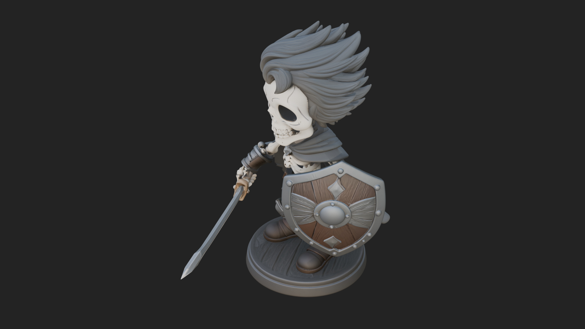 Chibi Skeleton Warrior Statue Design 2 3D Print Model 3D Model