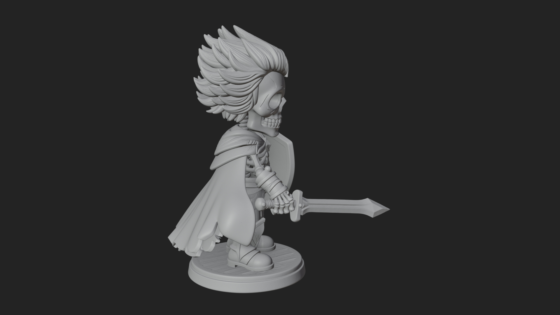 Chibi Skeleton Warrior Statue Design 2 3D Print Model 3D Model