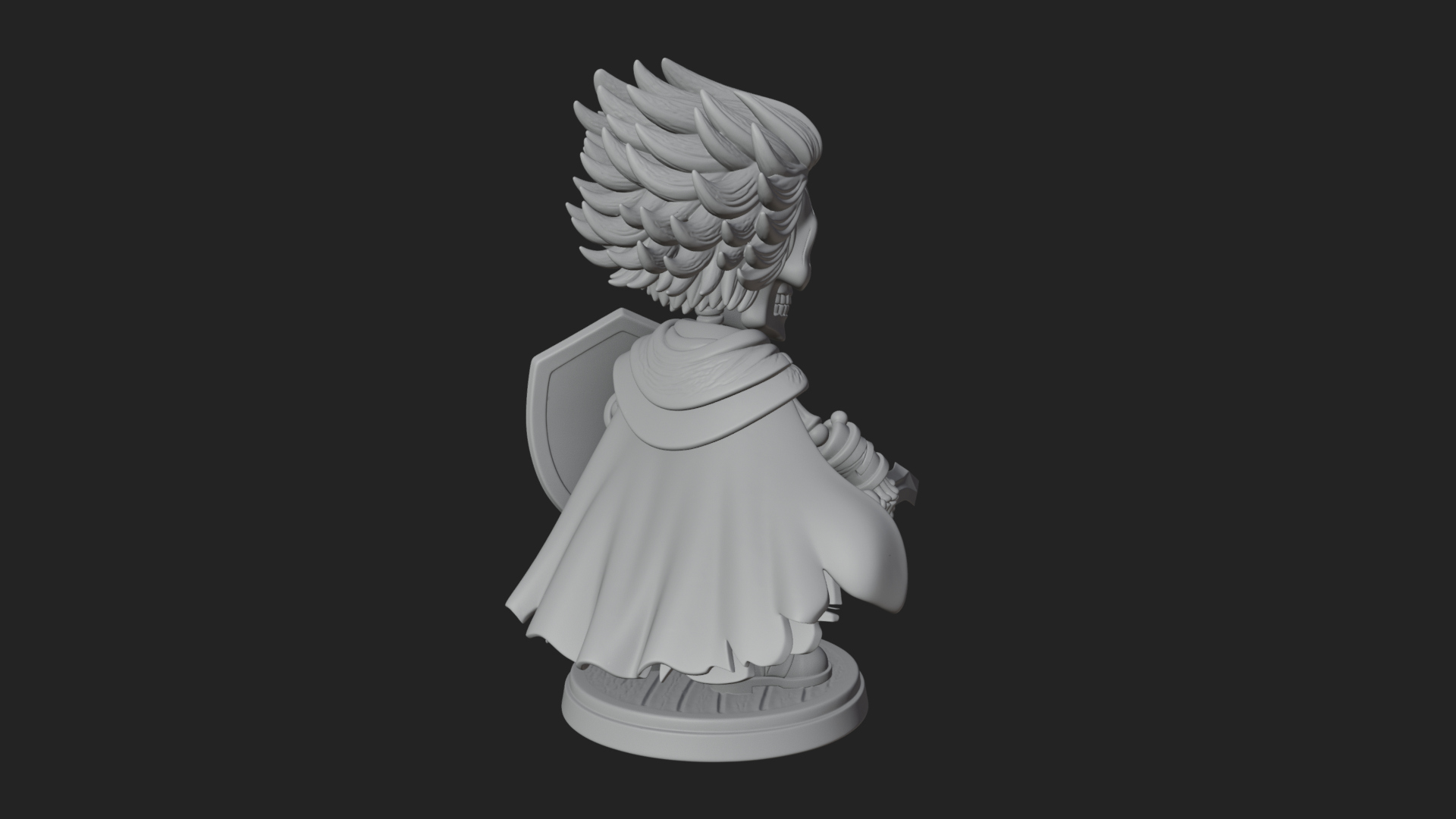 Chibi Skeleton Warrior Statue Design 2 3D Print Model 3D Model