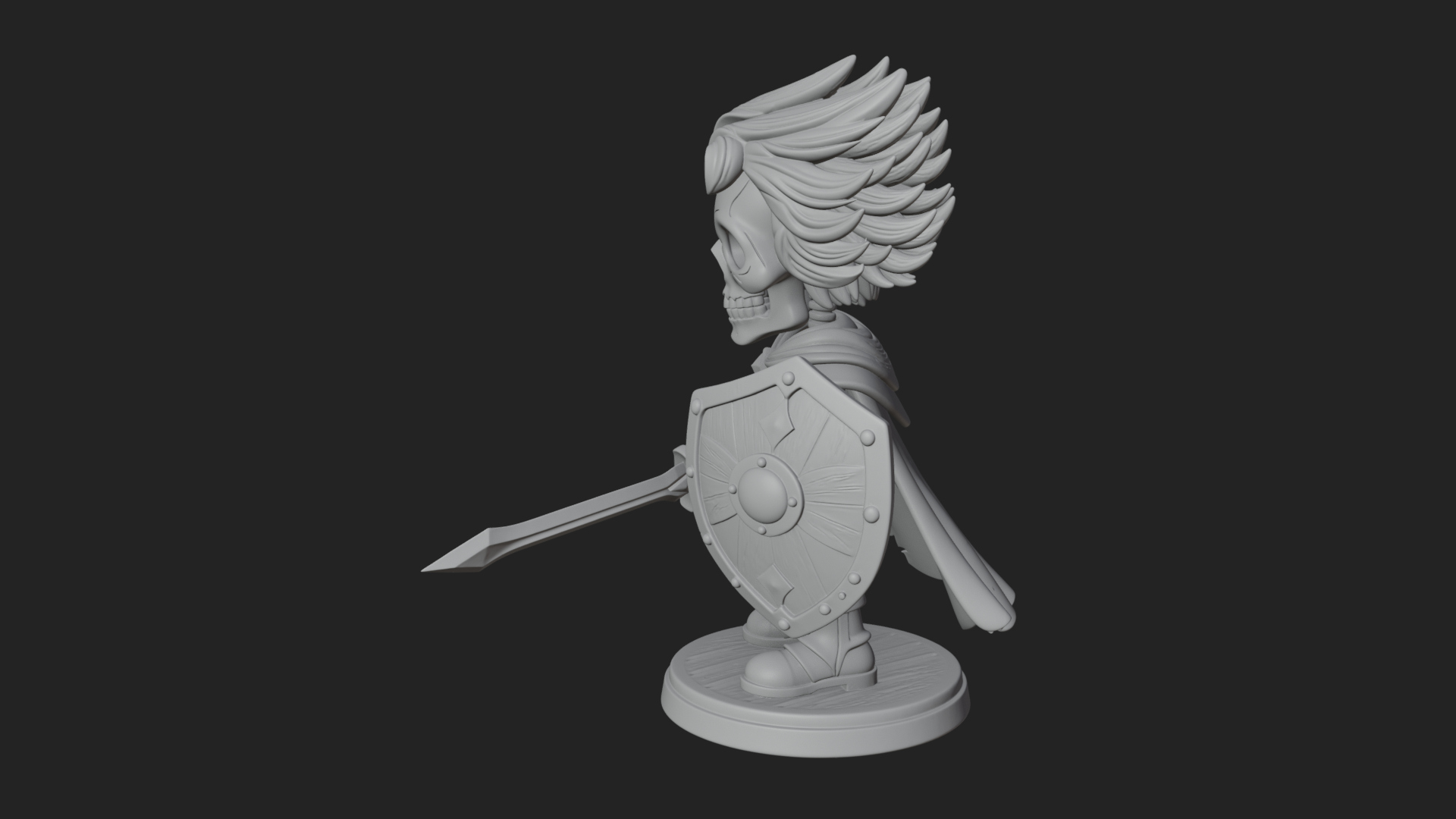 Chibi Skeleton Warrior Statue Design 2 3D Print Model 3D Model