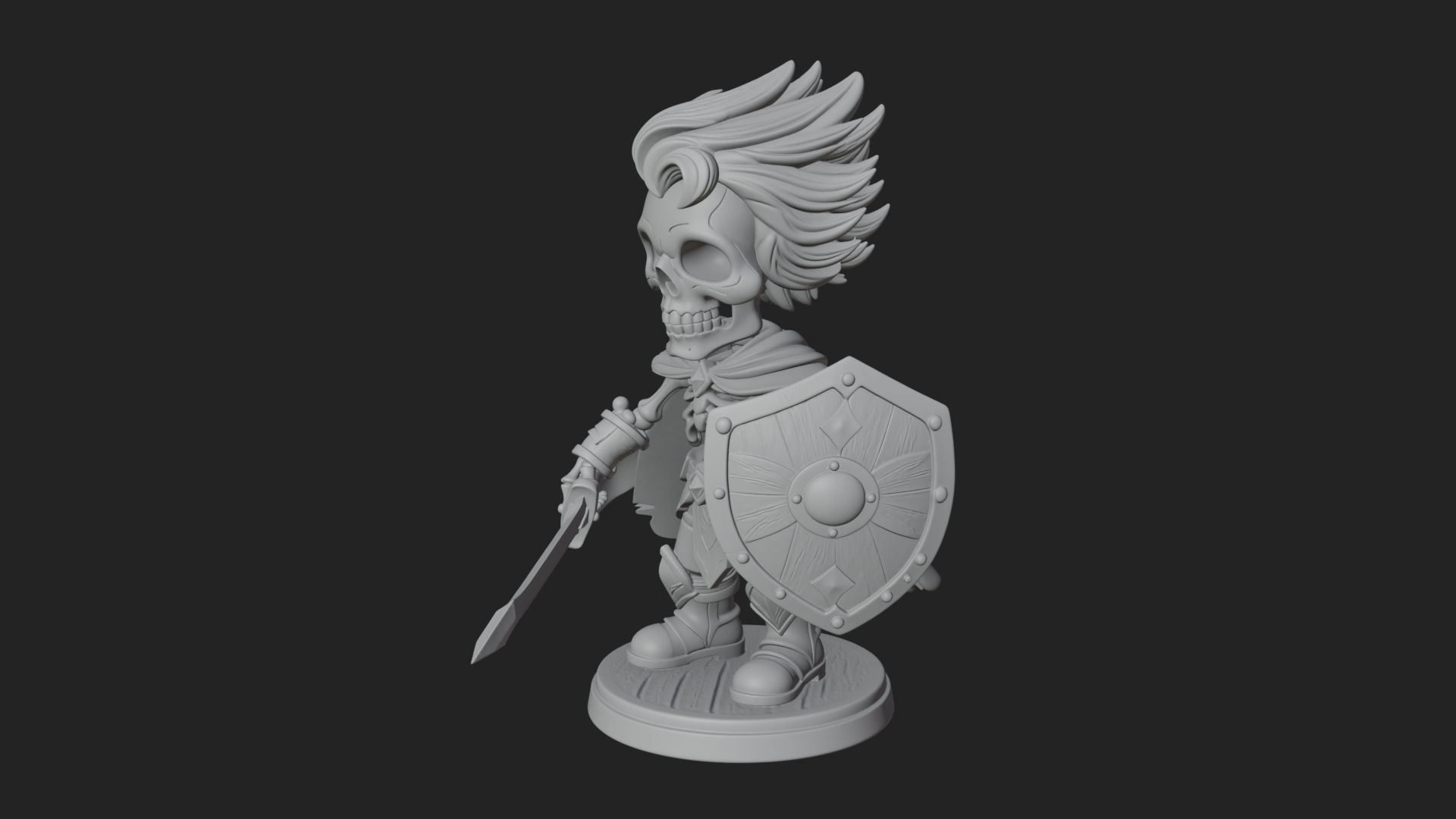 Chibi Skeleton Warrior Statue Design 2 3D Print Model 3D Model