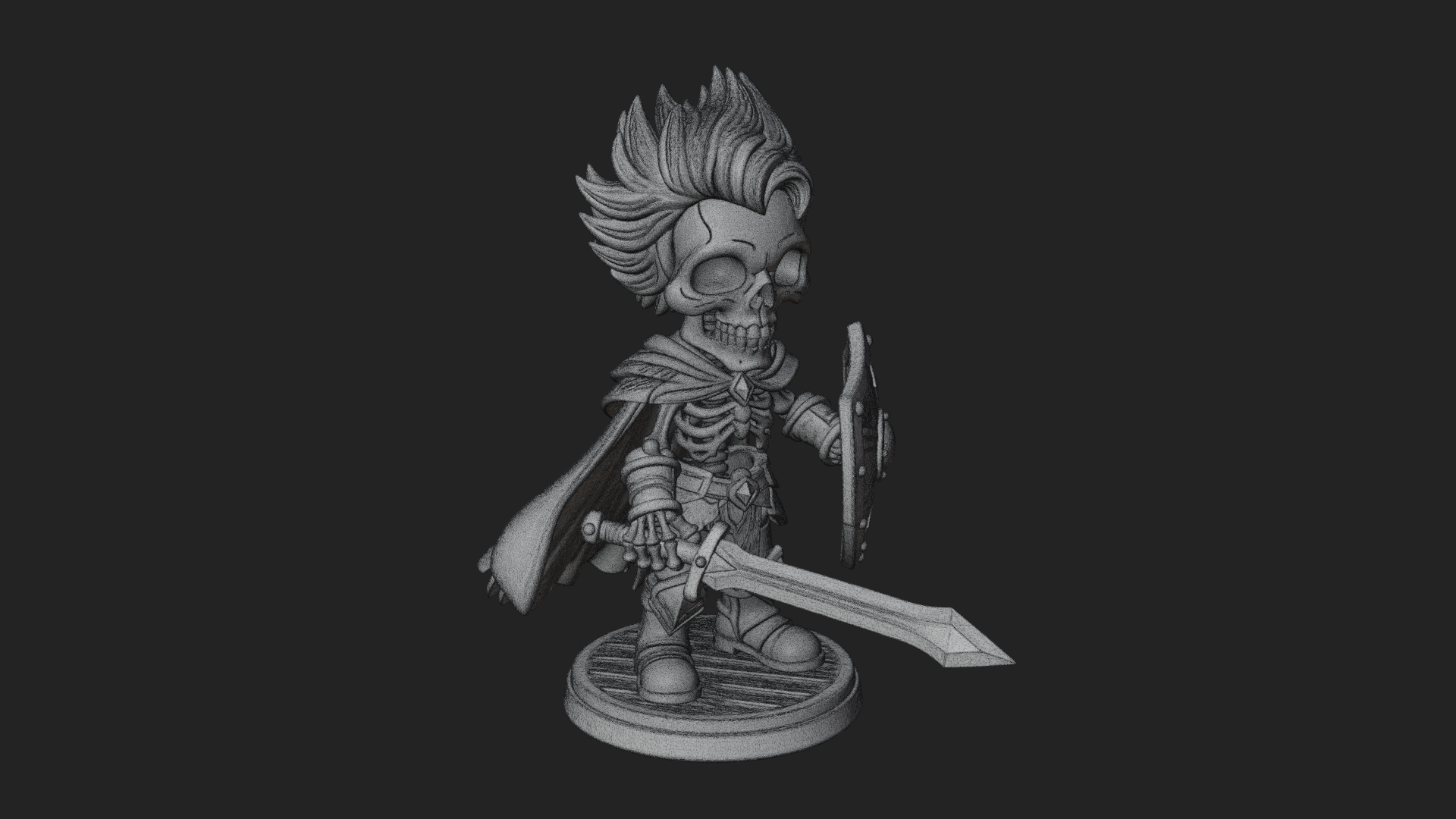 Chibi Skeleton Warrior Statue Design 2 3D Print Model 3D Model