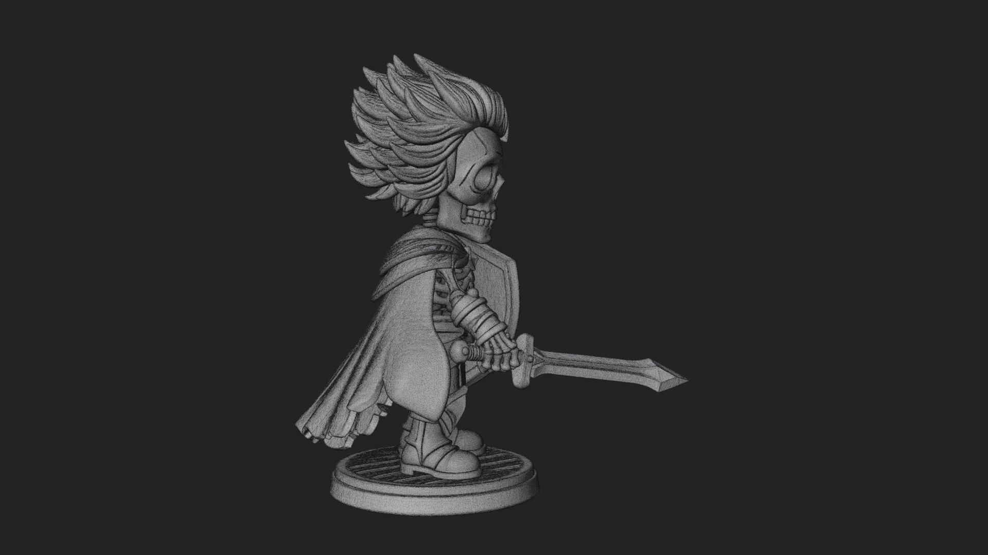 Chibi Skeleton Warrior Statue Design 2 3D Print Model 3D Model