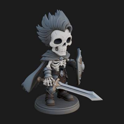 Chibi Skeleton Warrior Statue Design 2 3D Print Model