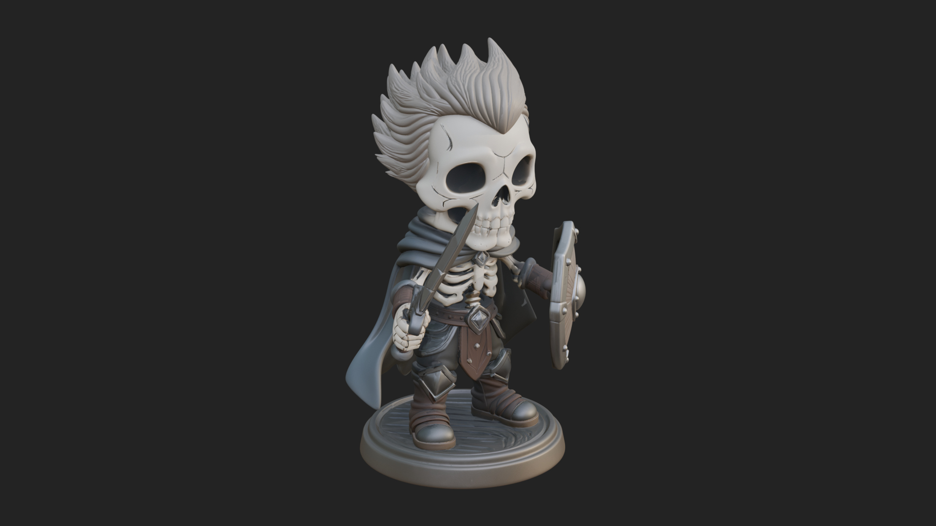 Chibi Skeleton Warrior Statue Design 3 3D Print Model 3D Model