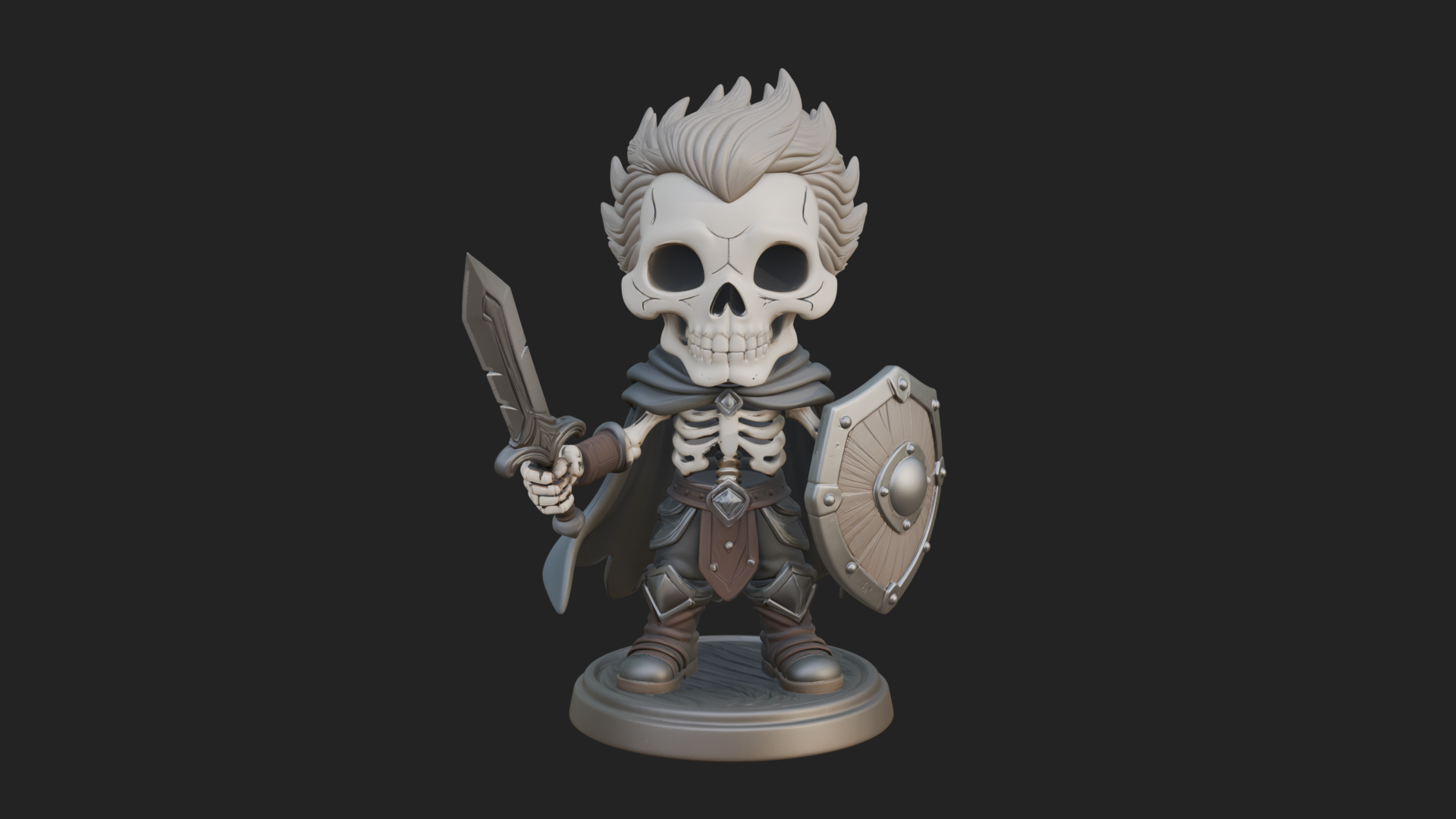 Chibi Skeleton Warrior Statue Design 3 3D Print Model 3D Model