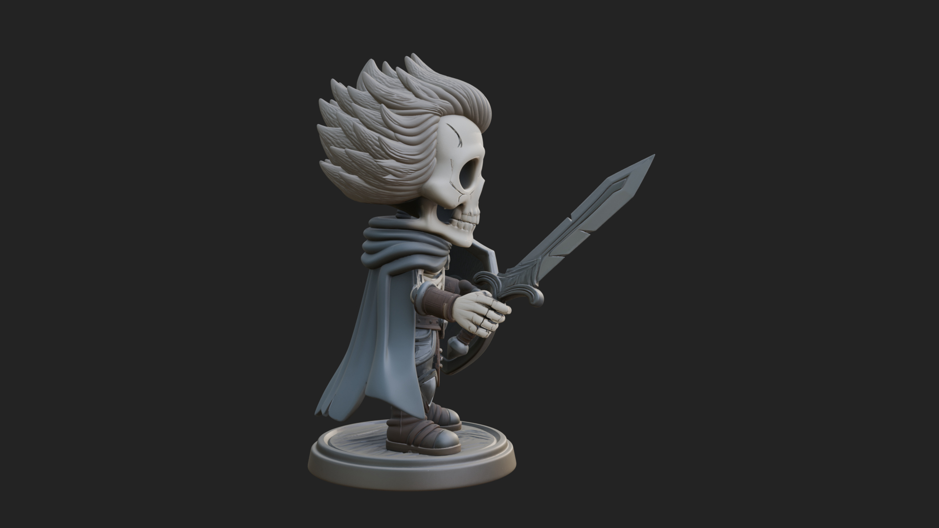Chibi Skeleton Warrior Statue Design 3 3D Print Model 3D Model