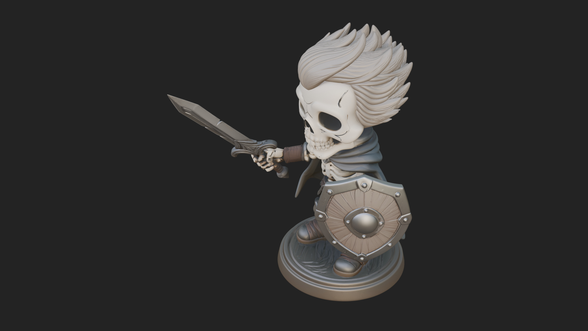 Chibi Skeleton Warrior Statue Design 3 3D Print Model 3D Model