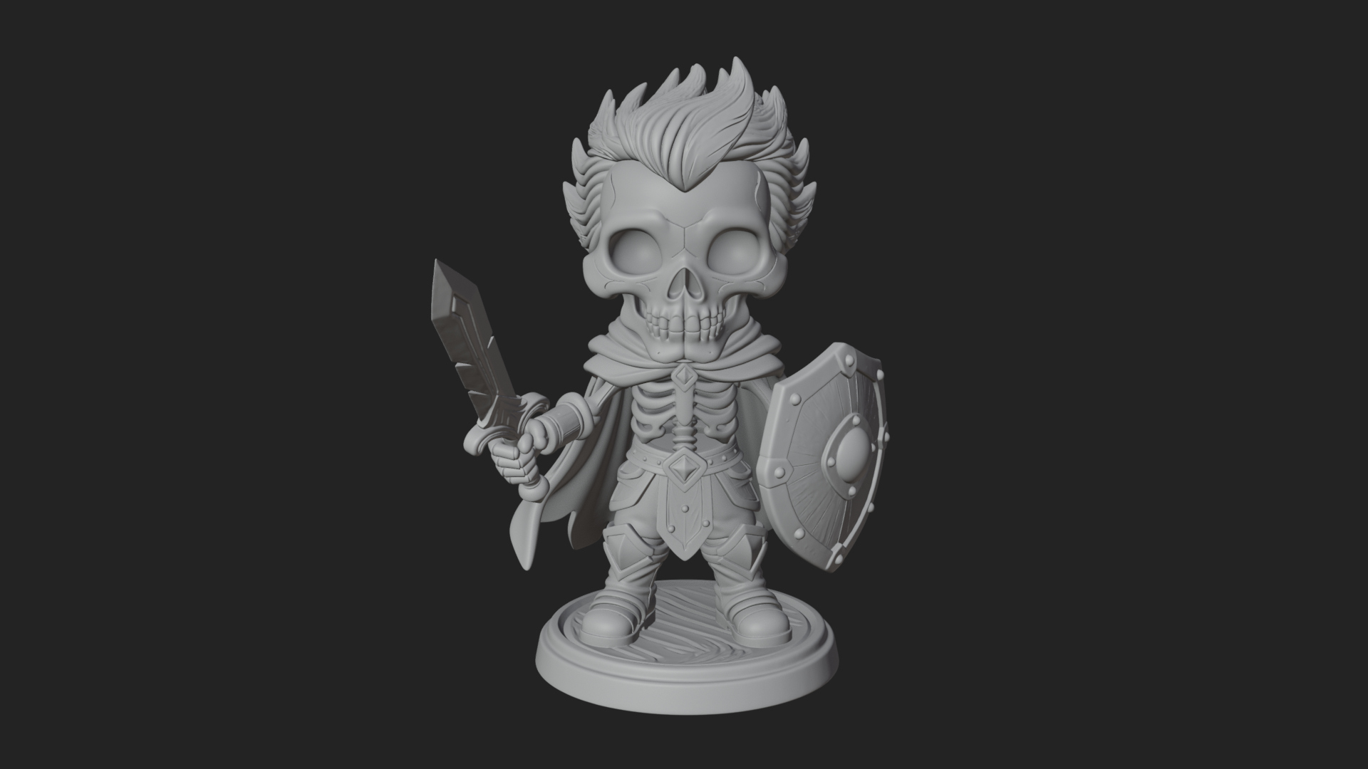 Chibi Skeleton Warrior Statue Design 3 3D Print Model 3D Model