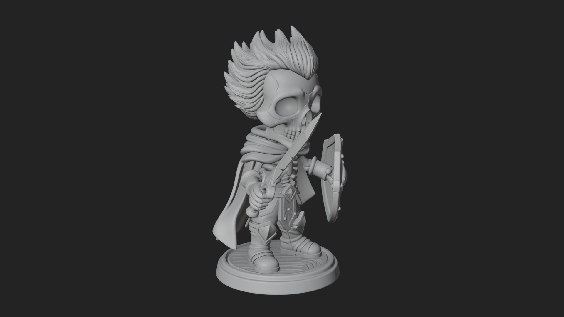 Chibi Skeleton Warrior Statue Design 3 3D Print Model 3D Model