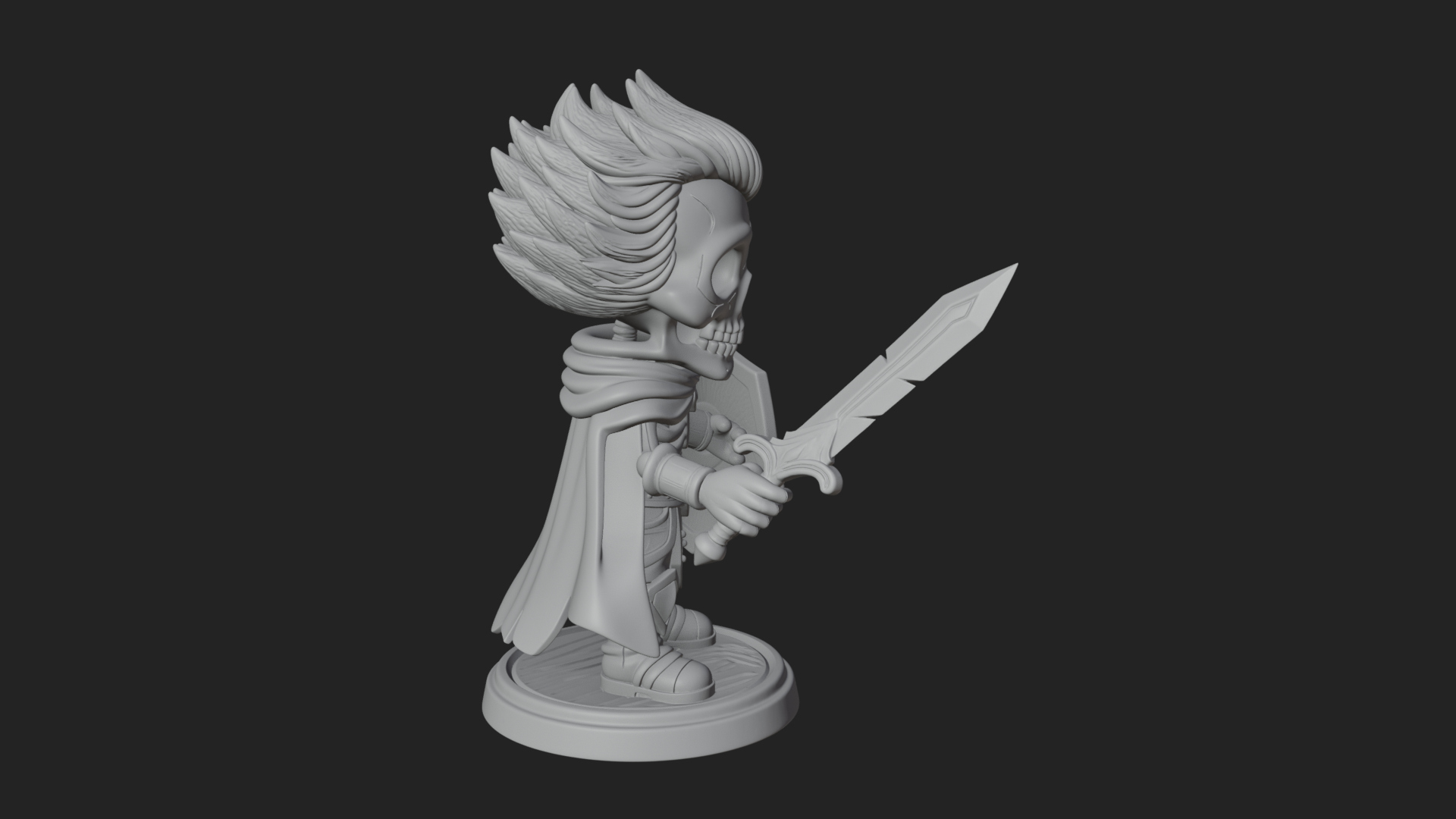 Chibi Skeleton Warrior Statue Design 3 3D Print Model 3D Model