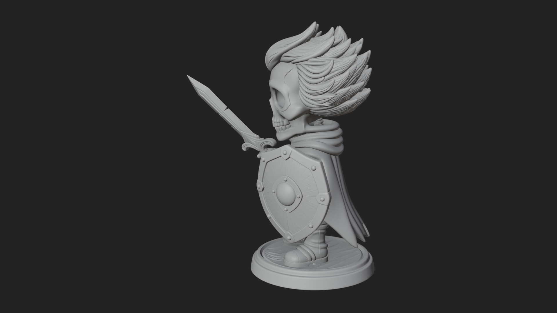 Chibi Skeleton Warrior Statue Design 3 3D Print Model 3D Model