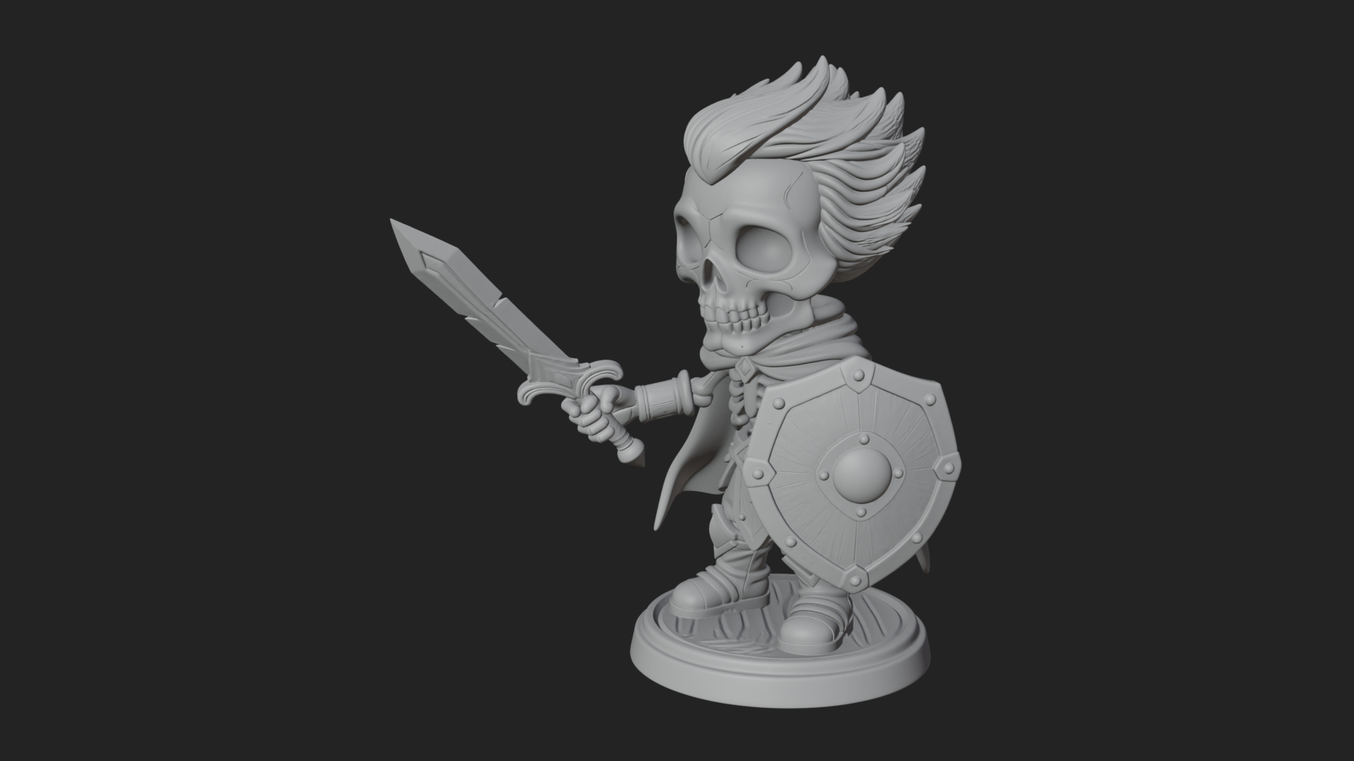 Chibi Skeleton Warrior Statue Design 3 3D Print Model 3D Model