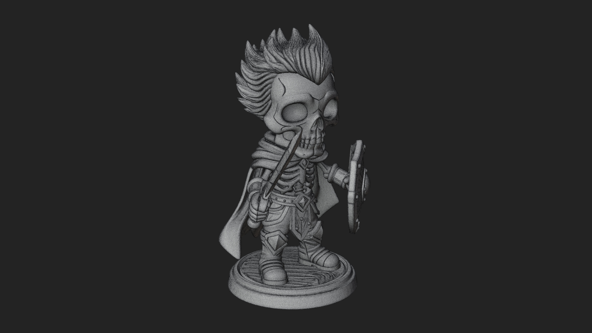 Chibi Skeleton Warrior Statue Design 3 3D Print Model 3D Model