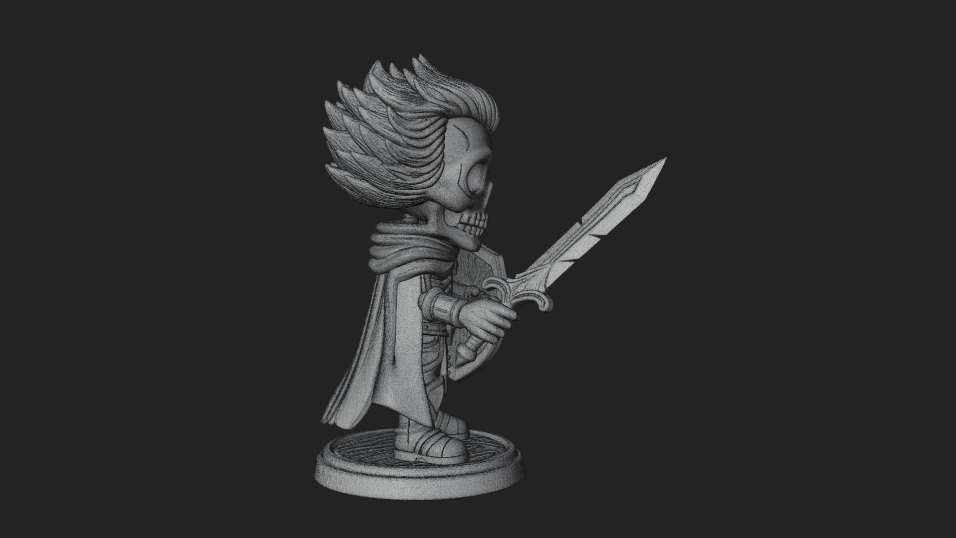 Chibi Skeleton Warrior Statue Design 3 3D Print Model 3D Model
