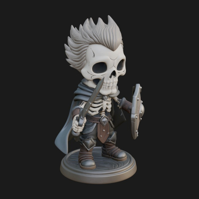 Chibi Skeleton Warrior Statue Design 3 3D Print Model