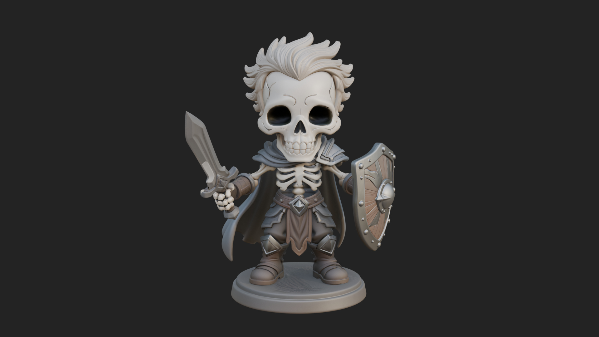 Chibi Skeleton Warrior Statue Design 4 3D Print Model 3D Model