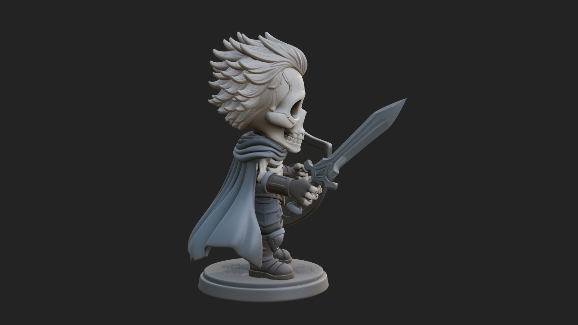 Chibi Skeleton Warrior Statue Design 4 3D Print Model 3D Model