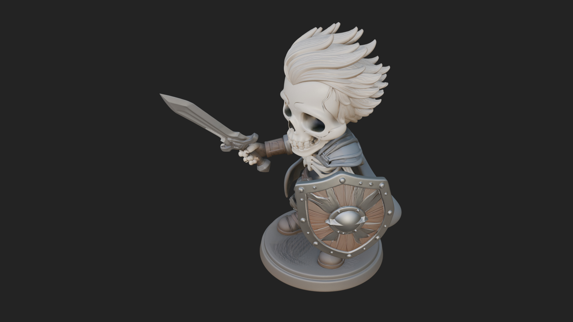 Chibi Skeleton Warrior Statue Design 4 3D Print Model 3D Model