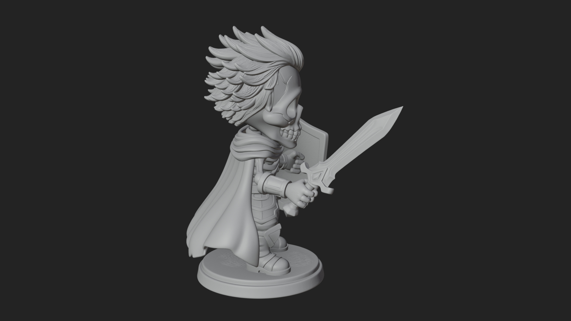 Chibi Skeleton Warrior Statue Design 4 3D Print Model 3D Model