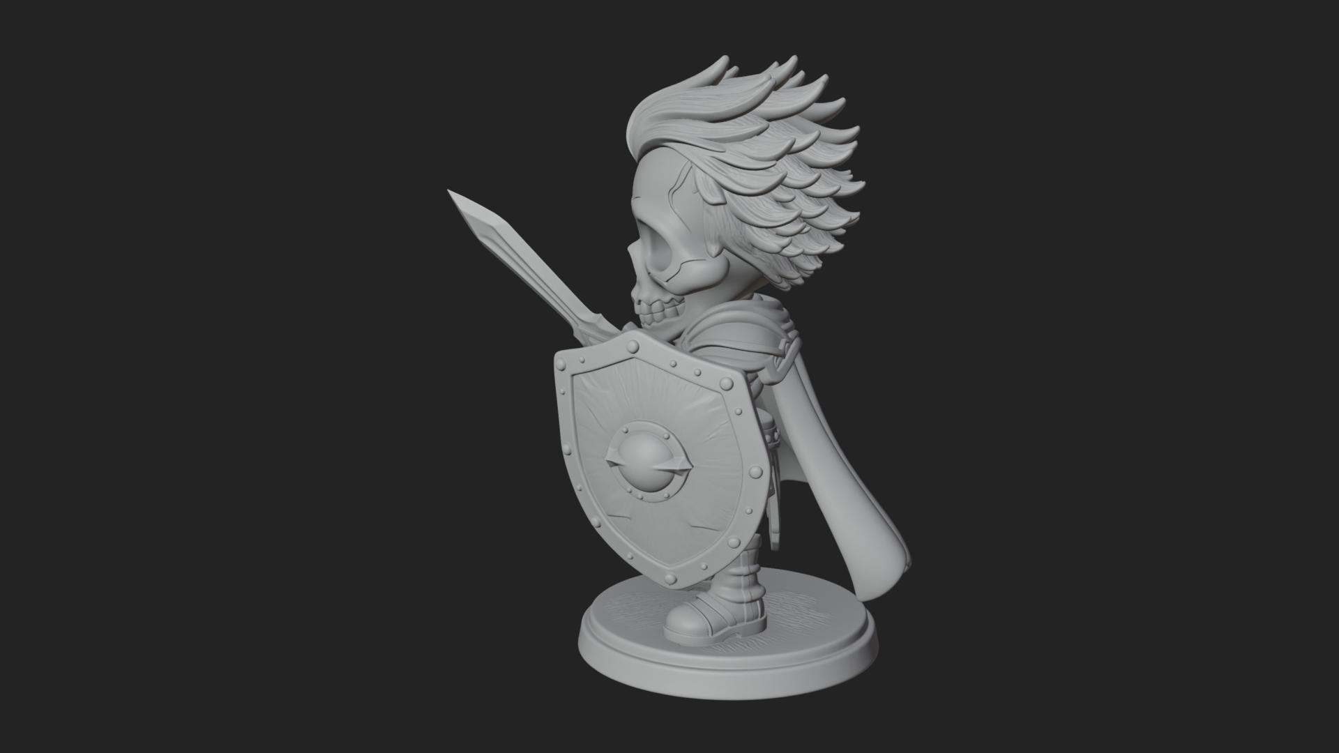 Chibi Skeleton Warrior Statue Design 4 3D Print Model 3D Model