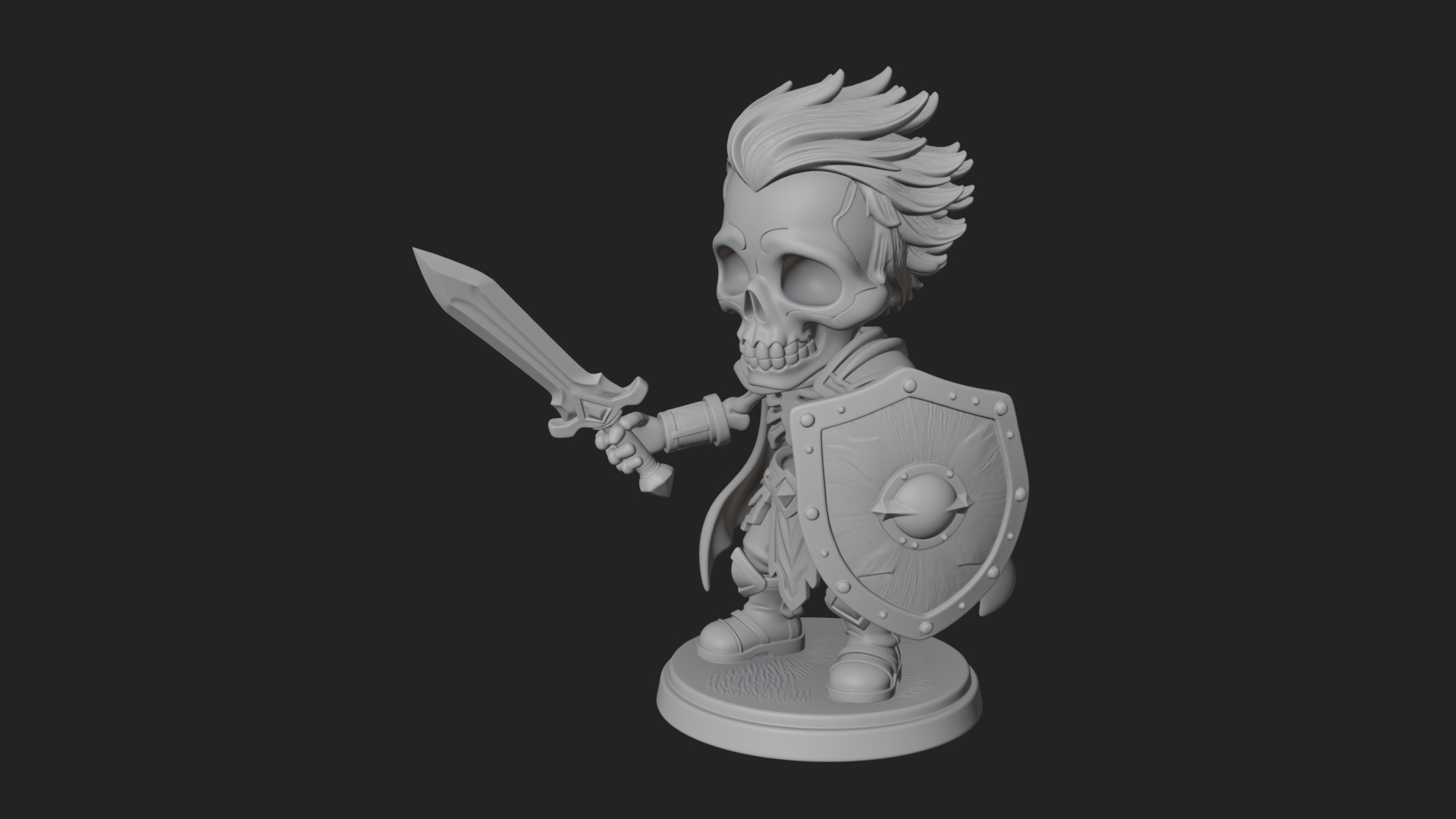 Chibi Skeleton Warrior Statue Design 4 3D Print Model 3D Model