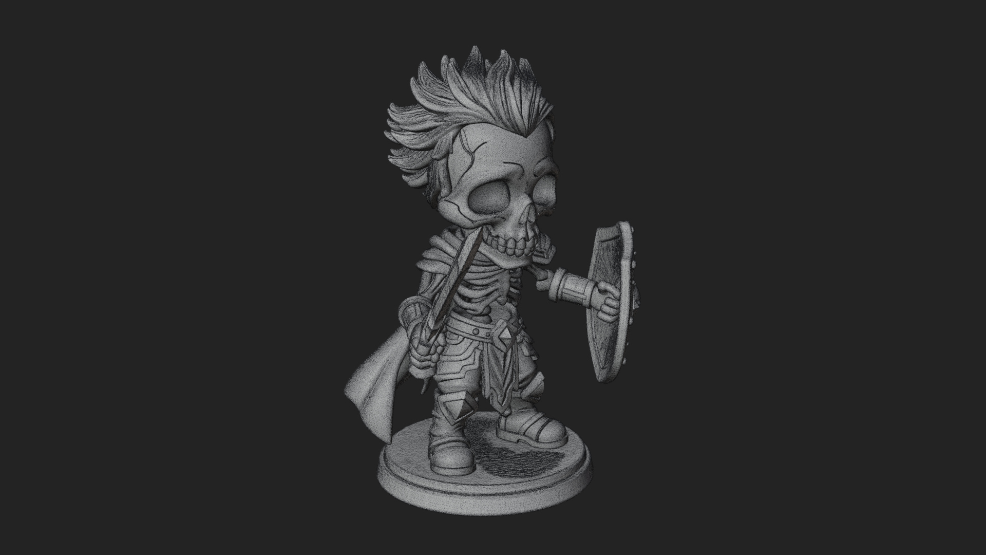 Chibi Skeleton Warrior Statue Design 4 3D Print Model 3D Model