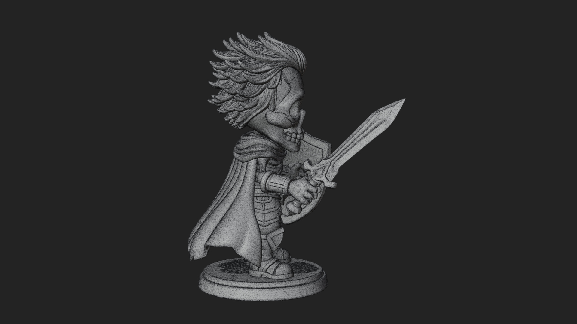 Chibi Skeleton Warrior Statue Design 4 3D Print Model 3D Model