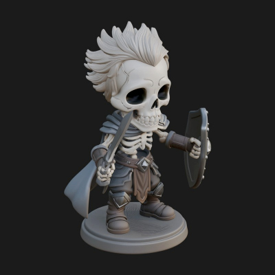 Chibi Skeleton Warrior Statue Design 4 3D Print Model