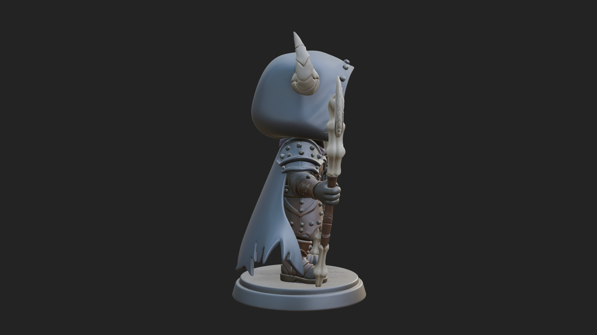 Chibi Skull Necromancer Statue Design 1 3D Print Model 3D Model