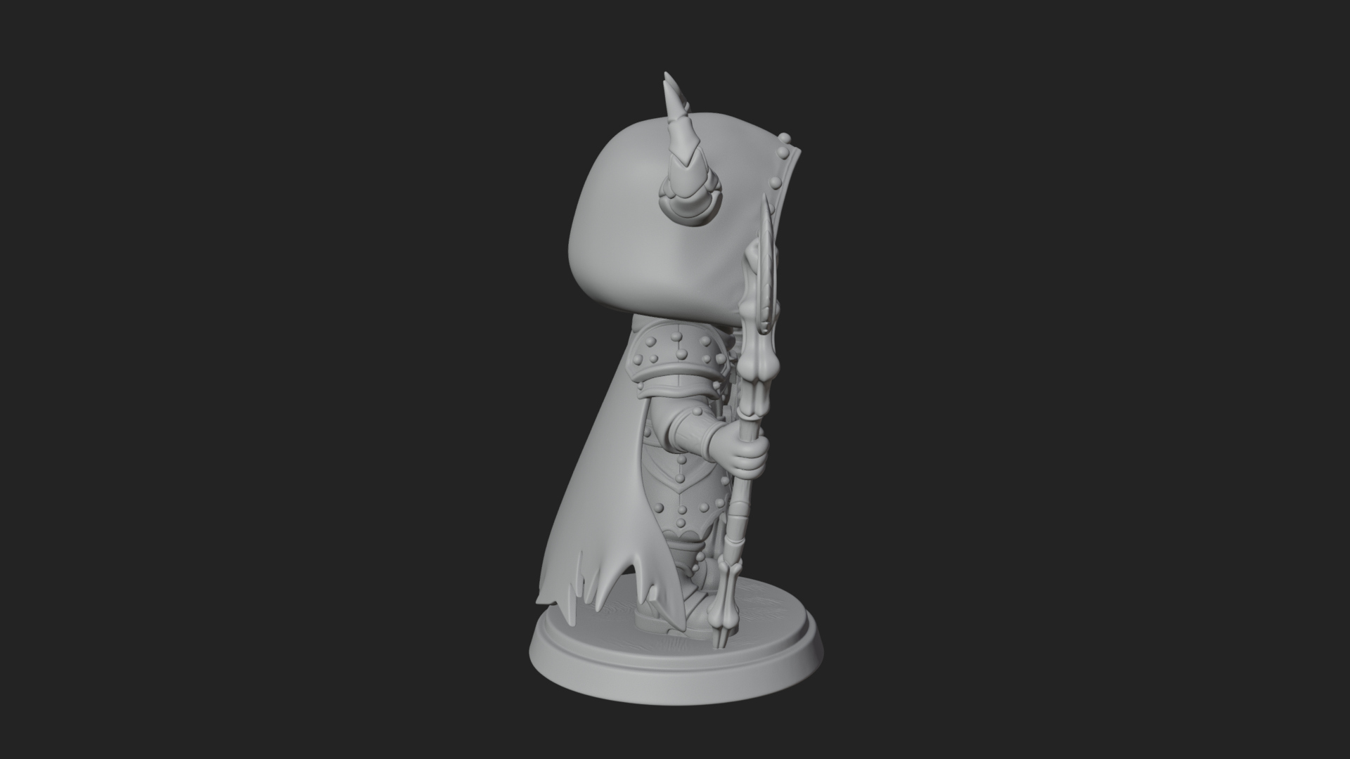 Chibi Skull Necromancer Statue Design 1 3D Print Model 3D Model