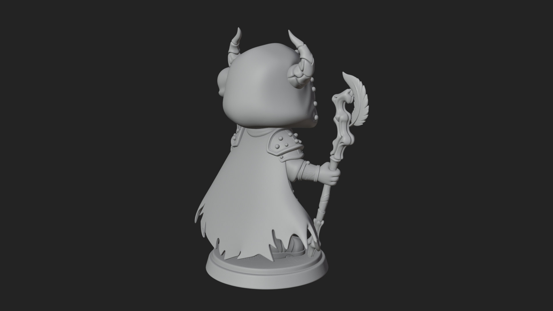 Chibi Skull Necromancer Statue Design 1 3D Print Model 3D Model