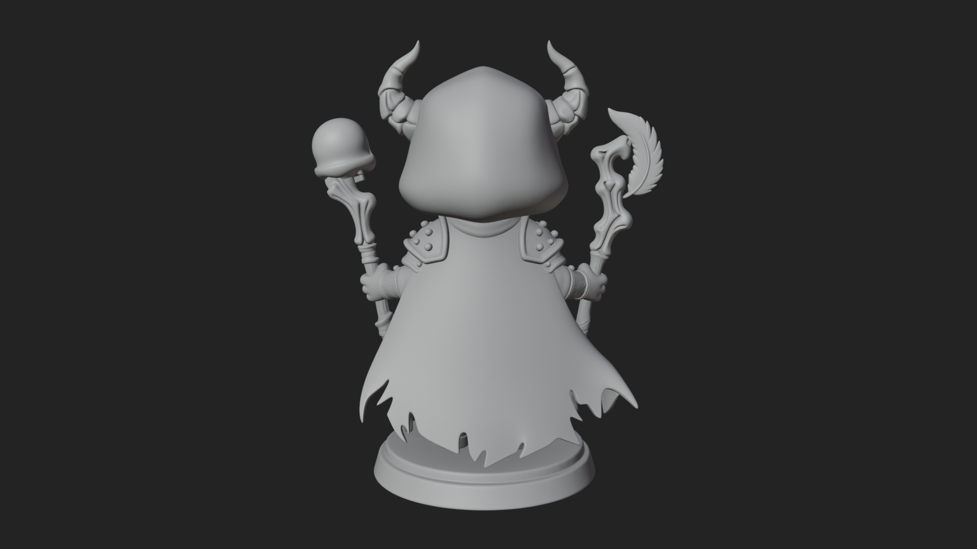 Chibi Skull Necromancer Statue Design 1 3D Print Model 3D Model