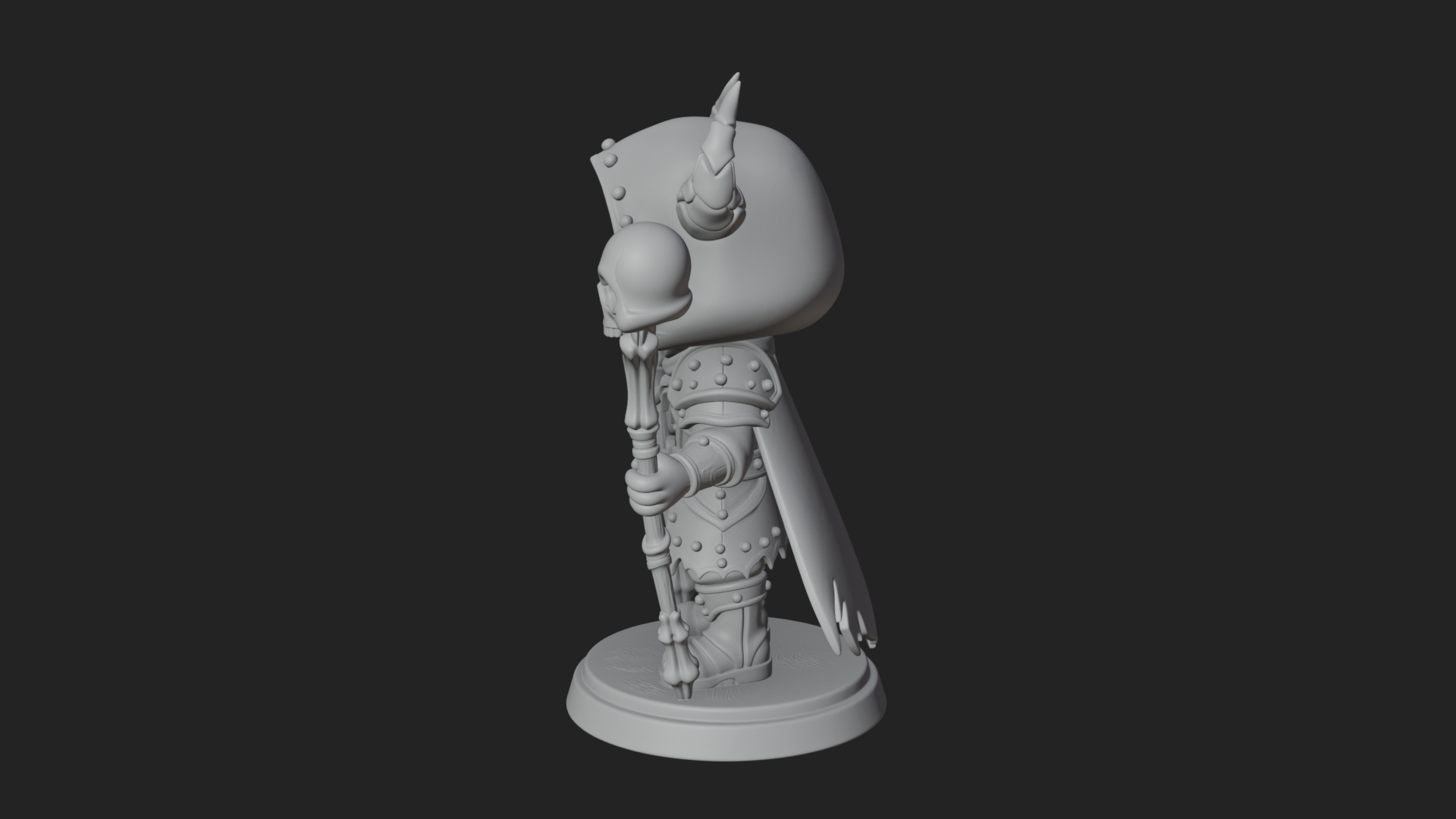 Chibi Skull Necromancer Statue Design 1 3D Print Model 3D Model