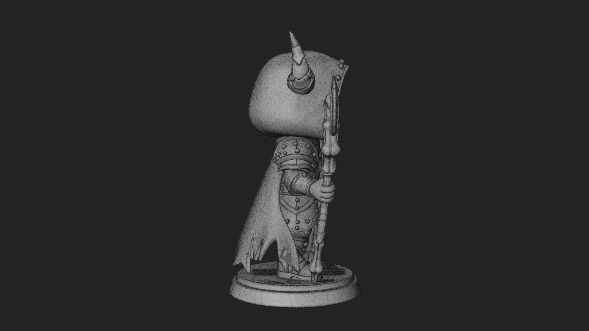 Chibi Skull Necromancer Statue Design 1 3D Print Model 3D Model