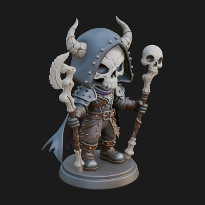 Chibi Skull Necromancer Statue Design 1 3D Print Model
