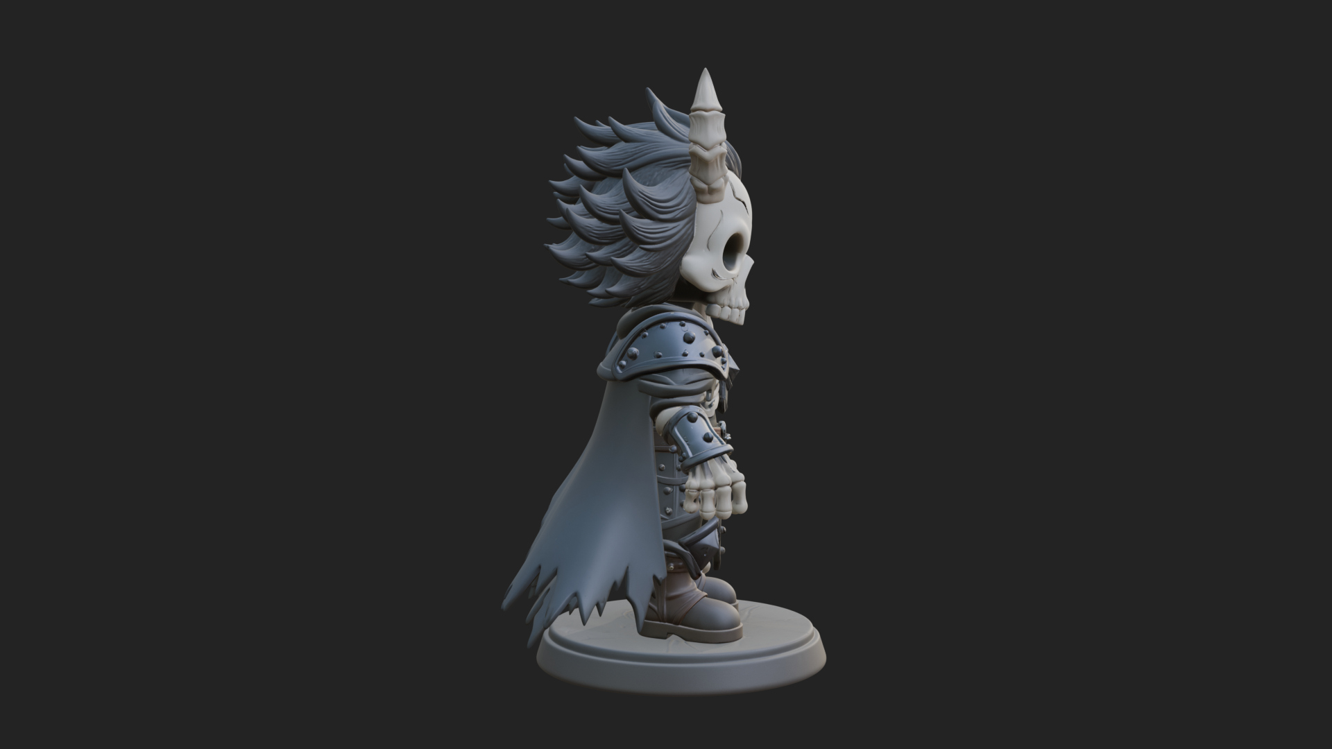 Chibi Skull Necromancer Statue Design 2 3D Print Model 3D Model