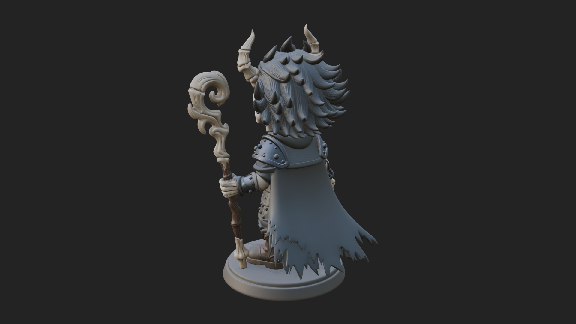 Chibi Skull Necromancer Statue Design 2 3D Print Model 3D Model