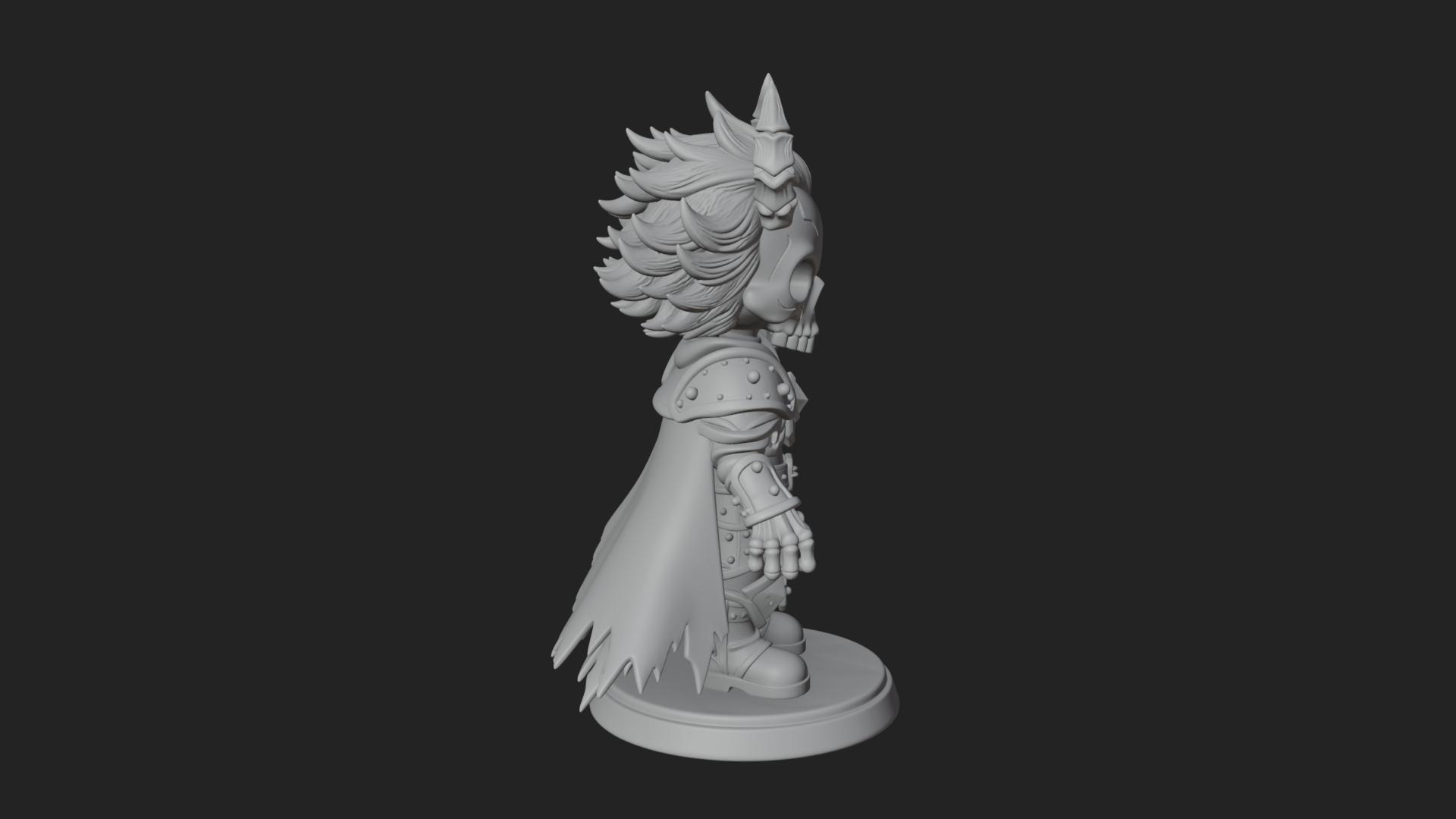 Chibi Skull Necromancer Statue Design 2 3D Print Model 3D Model