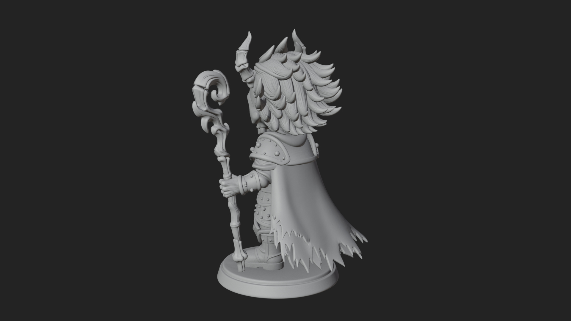 Chibi Skull Necromancer Statue Design 2 3D Print Model 3D Model